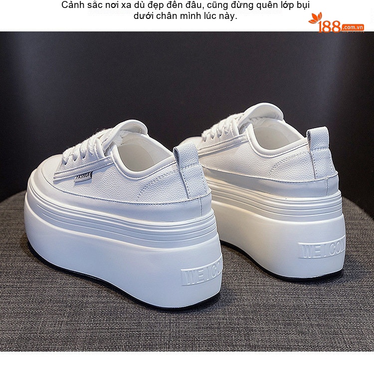 Giày Sneaker Nữ Đế Cao 8cm Phong Cách Hàn Quốc Màu Trắng, Đen chi tiết 20