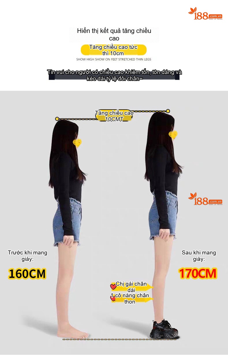 Giày Sneaker Nữ Đế Cao 8cm Phong Cách Retro Màu Đen, Đỏ chi tiết 5