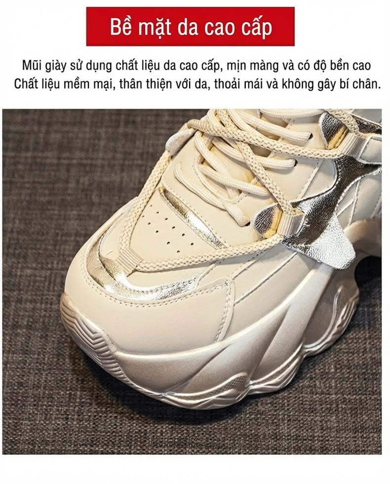 Giày Sneaker Nữ Đế Cao 8cm Phong Cách Ulzzang Năng Động Màu Trắng, Đen chi tiết 25