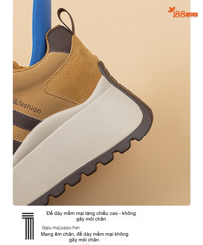 Giày Sneaker Nữ Đế Cao 8cm Tăng Chiều Cao Phong Cách Ulzzang Màu Đỏ, Đen, Nâu, Vàng... chi tiết 8