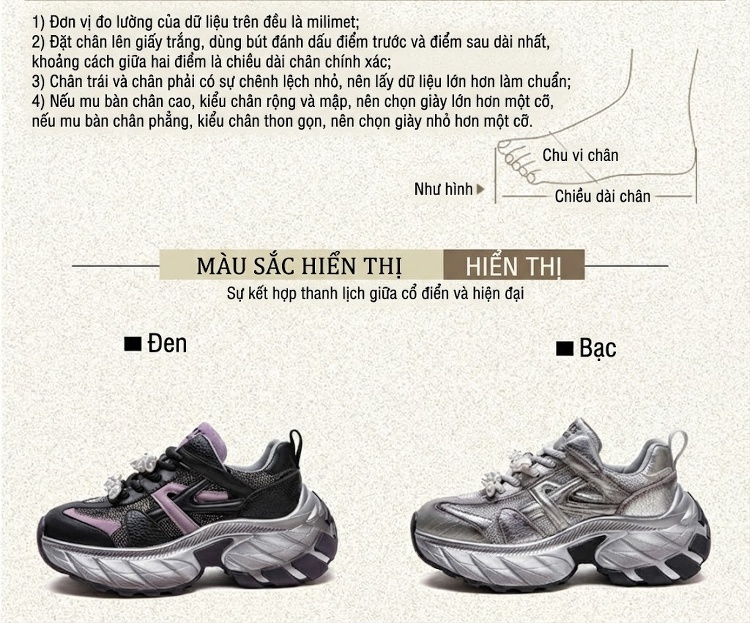 Giày Sneaker Nữ Đế Cao Khoảng 5cm Phối Màu Đính Đá Phong Cách Thời Trang Màu Bạc, Đen, Tím chi tiết 2