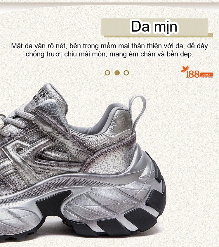 Giày Sneaker Nữ Đế Cao Khoảng 5cm Phối Màu Đính Đá Phong Cách Thời Trang Màu Bạc, Đen, Tím chi tiết 3
