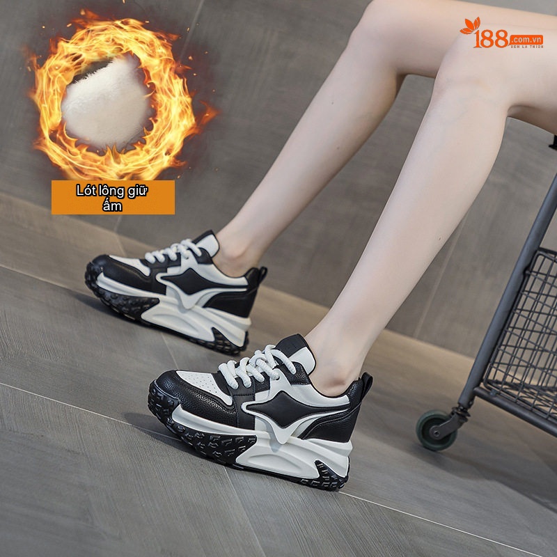 Giày Sneaker Nữ Đế Cao Khoảng 5cm Phong Cách Hàn Quốc Màu Đen, Trắng, Be, Hồng