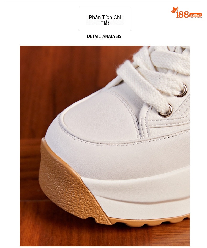 Giày Sneaker Nữ Đế Cao Khoảng 6cm Phong Cách Hàn Quốc Màu Trắng, Đen chi tiết 6