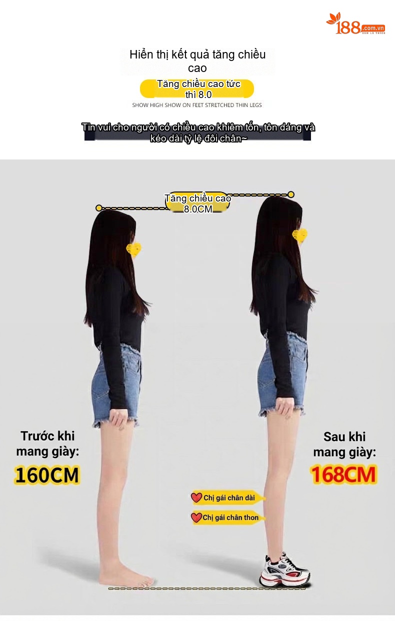 Giày Sneaker Nữ Đế Cao Khoảng 6cm Phong Cách Ulzzang Màu Trắng, Đen, Đỏ chi tiết 5