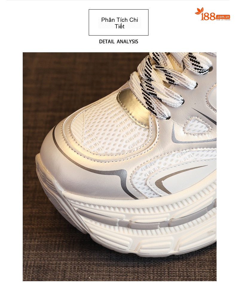 Giày Sneaker Nữ Đế Cao Khoảng 6cm Phong Cách Ulzzang Màu Trắng, Đen, Đỏ chi tiết 8