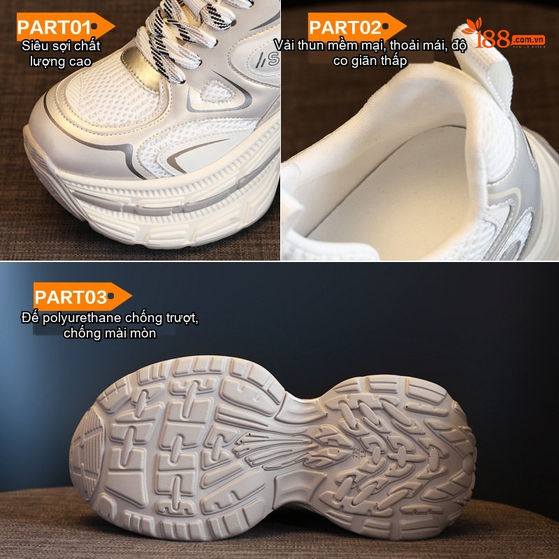 Giày Sneaker Nữ Đế Cao Khoảng 6cm Phong Cách Ulzzang Màu Trắng, Đen, Đỏ