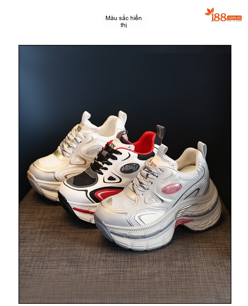 Giày Sneaker Nữ Đế Cao Khoảng 6cm Phong Cách Ulzzang Màu Trắng, Đen, Đỏ chi tiết 19