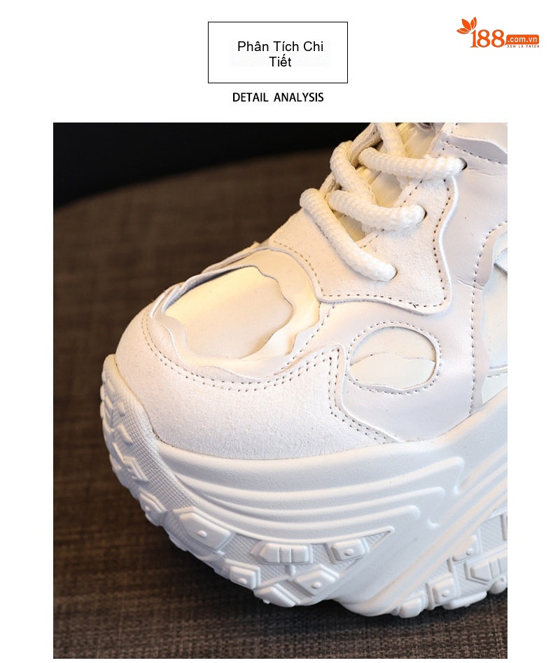 Giày Sneaker Nữ Đế Cao Khoảng 8.5cm Phong Cách Ulzzang Màu Đỏ, Xám, Trắng chi tiết 8