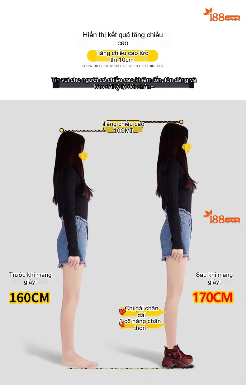 Giày Sneaker Nữ Đế Cao Khoảng 8.5cm Phong Cách Ulzzang Màu Đỏ, Xám, Trắng chi tiết 5