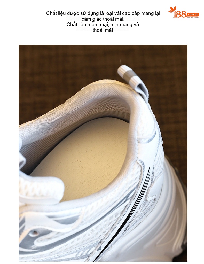 Giày Sneaker Nữ Đế Cao Khoảng 8.5cm Quai Dây Thoáng Khí Màu Đen, Trắng chi tiết 9