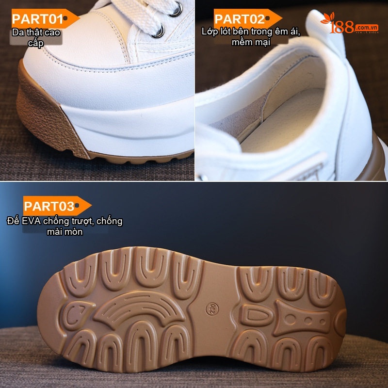 Giày Sneaker Nữ Đế Cao Vừa Vải Canvas Chiều Cao Đế Khoảng 6cm Màu Trắng, Đen