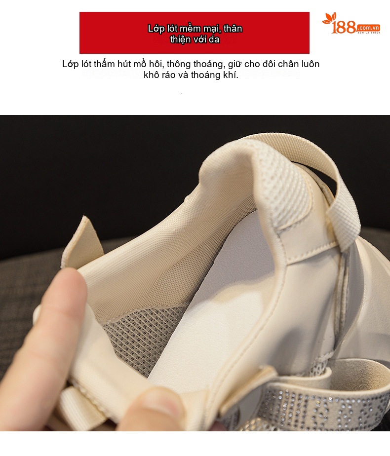 Giày Sneaker Nữ Đế Dày Chiều Cao 8cm Phong Cách Thời Trang Màu Trắng, Kem chi tiết 20