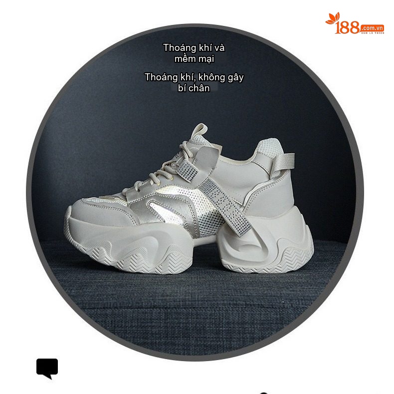 Giày Sneaker Nữ Đế Dày Chiều Cao Đế Khoảng 5cm Phong Cách Thời Trang Màu Trắng, Kem, Hồng, Be...