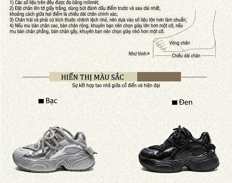 Giày Sneaker Nữ Đế Dày Dây Buộc Phong Cách Thời Trang Chiều Cao Đế Khoảng 5cm Màu Đen, Xám chi tiết 2