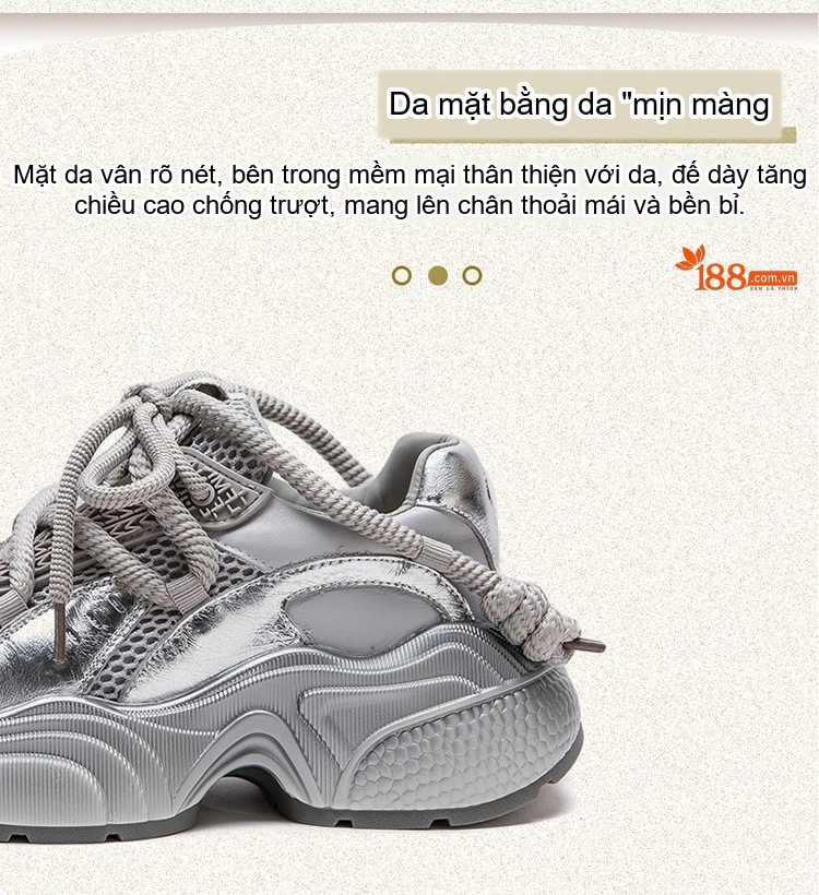 Giày Sneaker Nữ Đế Dày Dây Buộc Phong Cách Thời Trang Chiều Cao Đế Khoảng 5cm Màu Đen, Xám chi tiết 3