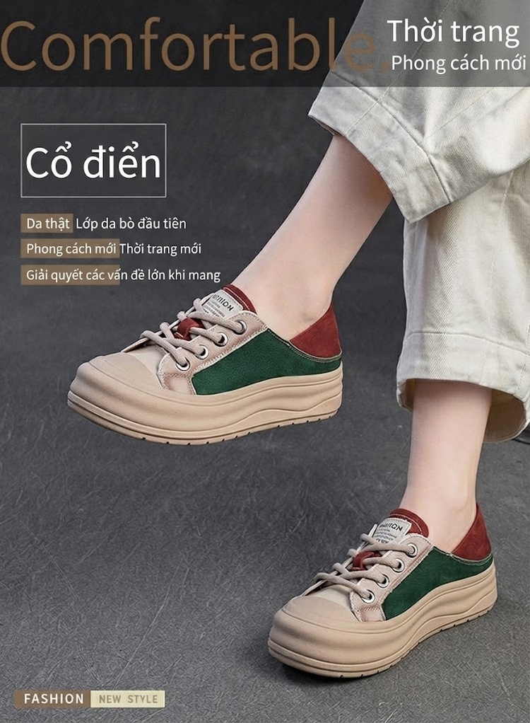 Giày Sneaker Nữ Đế Dày Phối Màu Chiều Cao Đế Khoảng 4cm chi tiết 1