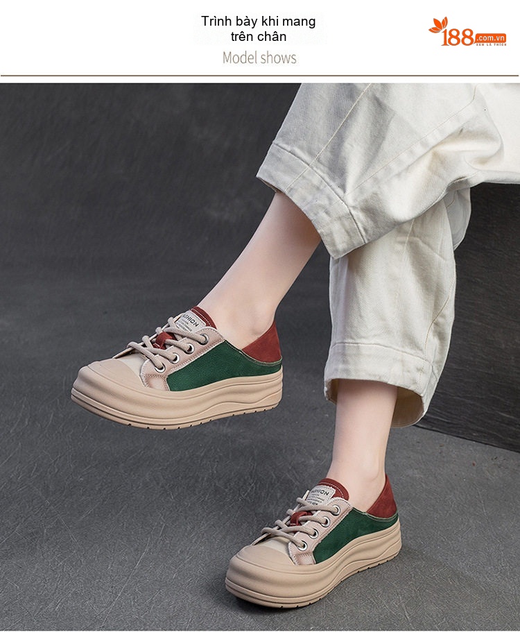 Giày Sneaker Nữ Đế Dày Phối Màu Chiều Cao Đế Khoảng 4cm chi tiết 7