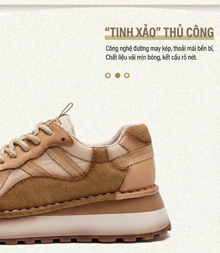 Giày Sneaker Nữ Đế Dày Phối Màu Phong Cách Retro Chiều Cao Đế Khoảng 4cm Màu Đỏ, Nâu, Be, Trắng... chi tiết 2