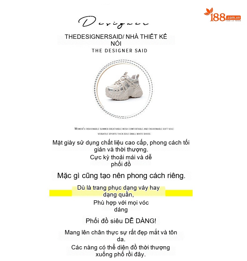 Giày Sneaker Nữ Đế Dày Phong Cách Retro Chiều Cao Đế Khoảng 5cm Màu Trắng, Đen chi tiết 4