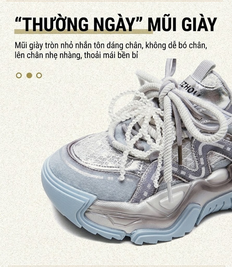 Giày Sneaker Nữ Đế Dày Phong Cách Thể Thao Thoáng Khí Chiều Cao Đế Khoảng 5cm Màu Vàng, Xám, Tím chi tiết 4