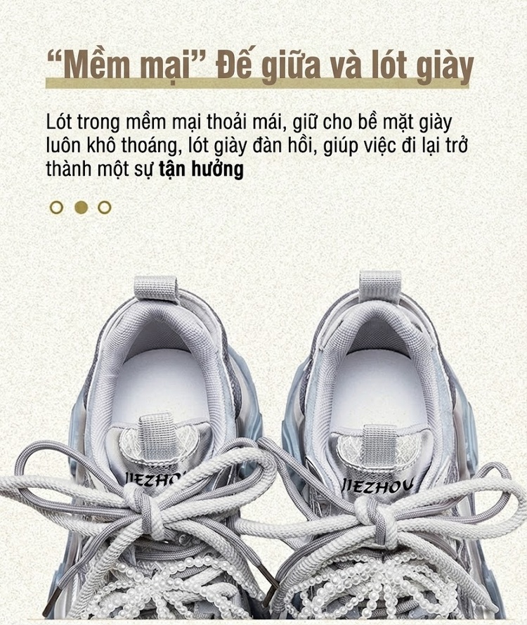 Giày Sneaker Nữ Đế Dày Phong Cách Thể Thao Thoáng Khí Chiều Cao Đế Khoảng 5cm Màu Vàng, Xám, Tím chi tiết 6