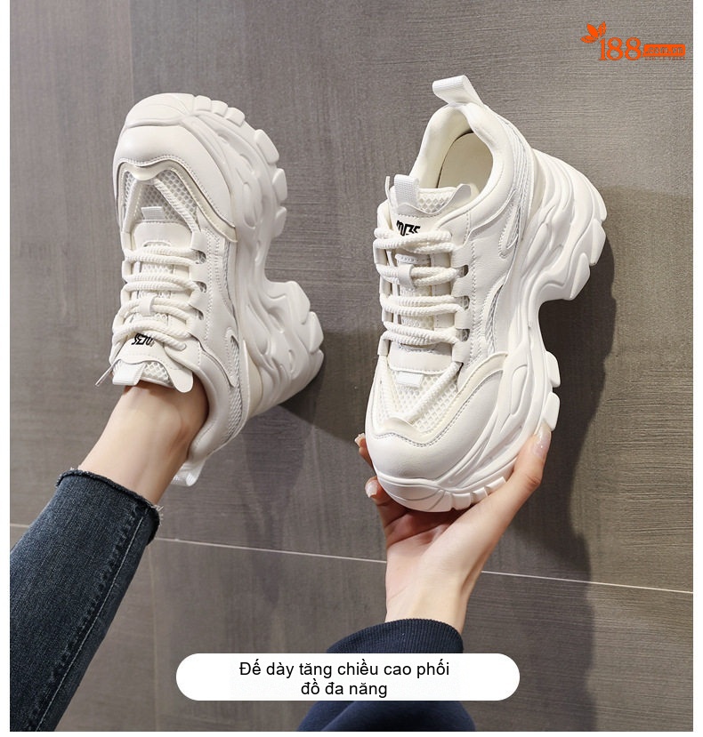 Giày Sneaker Nữ Đế Dày Phong Cách Ulzzang Chiều Cao Đế Khoảng 6.5cm Màu Trắng, Đen chi tiết 1