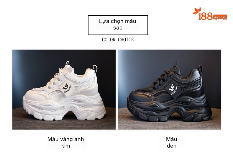 Giày Sneaker Nữ Đế Dày Phong Cách Ulzzang Chiều Cao Đế Khoảng 6.5cm Màu Trắng, Đen chi tiết 2