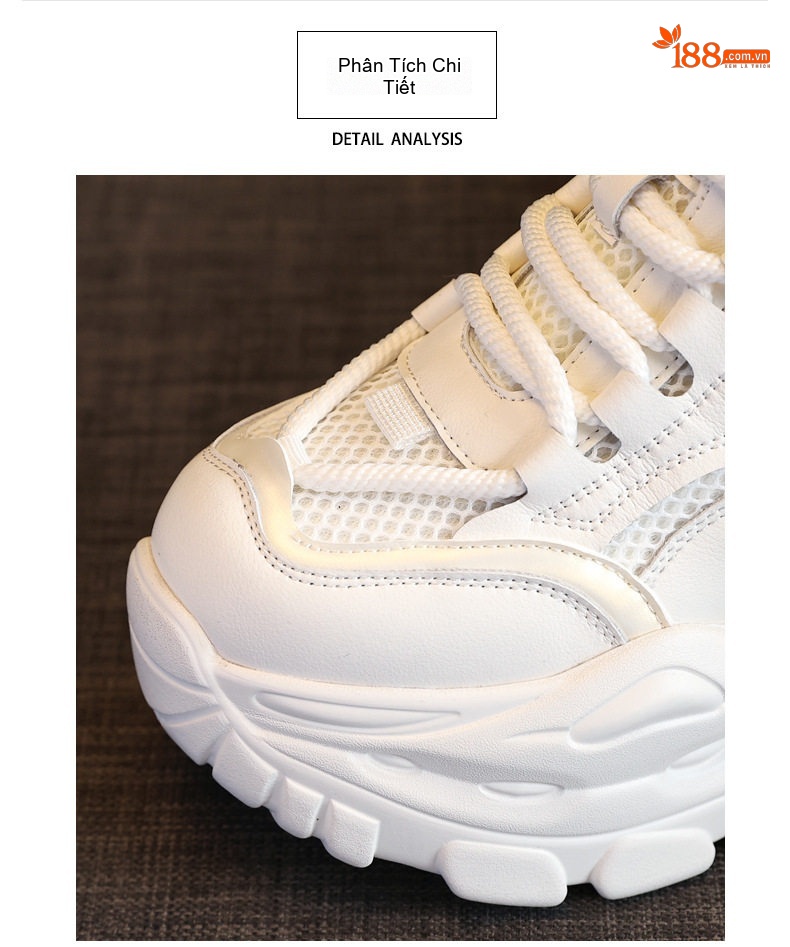 Giày Sneaker Nữ Đế Dày Phong Cách Ulzzang Chiều Cao Đế Khoảng 6.5cm Màu Trắng, Đen chi tiết 8