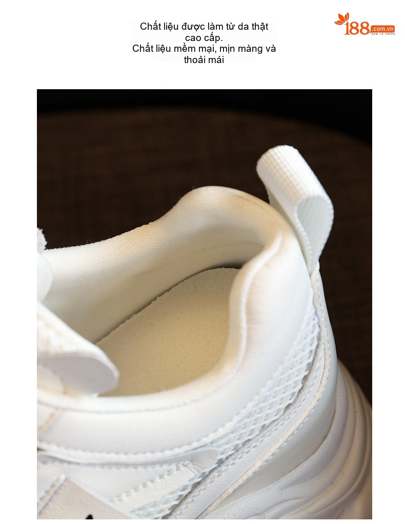 Giày Sneaker Nữ Đế Dày Phong Cách Ulzzang Chiều Cao Đế Khoảng 6.5cm Màu Trắng, Đen chi tiết 9