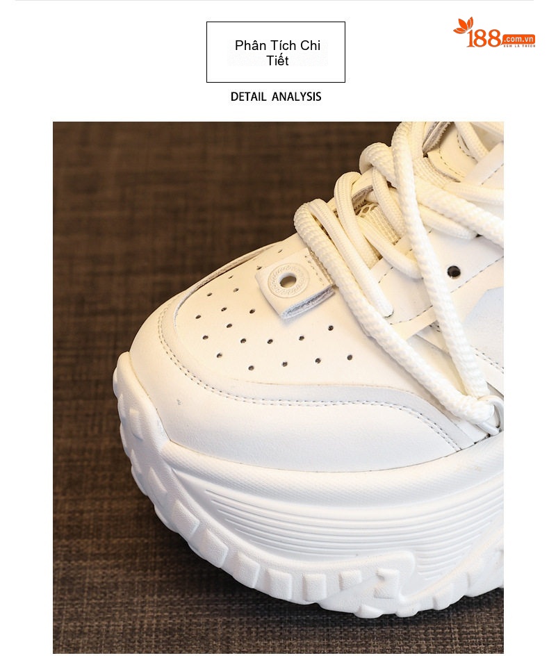 Giày Sneaker Nữ Đế Dày Tăng Chiều Cao 7.5cm Phong Cách Ulzzang Màu Đen, Trắng chi tiết 8