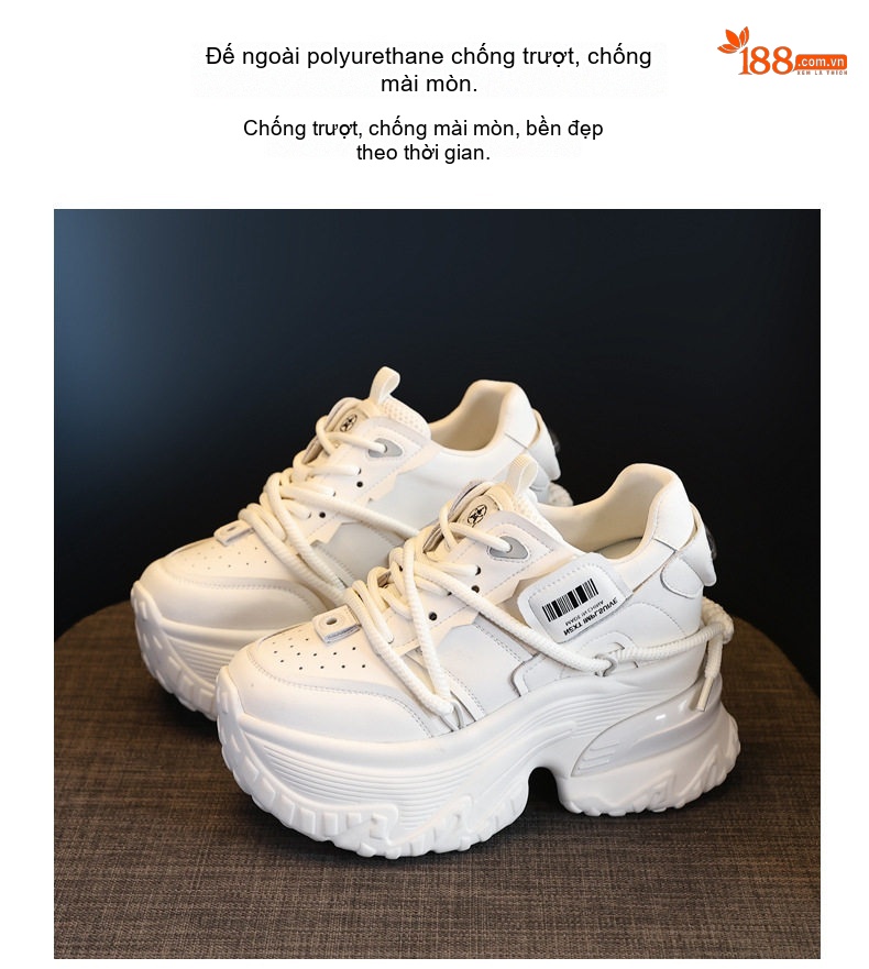 Giày Sneaker Nữ Đế Dày Tăng Chiều Cao 7.5cm Phong Cách Ulzzang Màu Đen, Trắng chi tiết 11