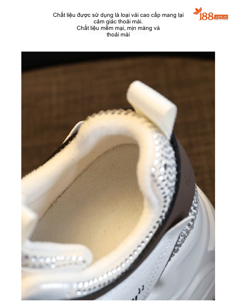 Giày Sneaker Nữ Đế Dày Tăng Chiều Cao 8.5cm Da Bóng Màu Đen, Trắng, Nâu chi tiết 9