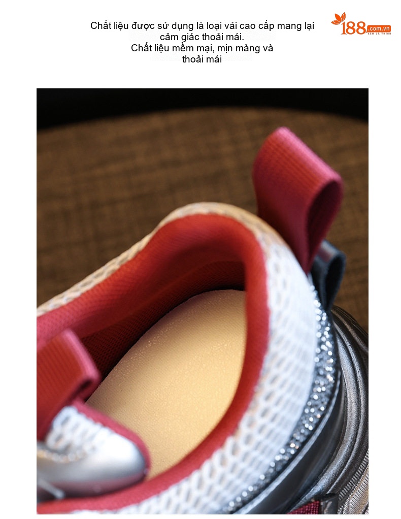 Giày Sneaker Nữ Đế Dày Tăng Chiều Cao 8cm Phong Cách Ulzzang Màu Bạc, Đỏ, Đen chi tiết 9