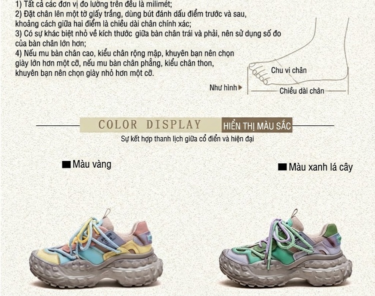 Giày Sneaker Nữ Đế Dày Tăng Chiều Cao Khoảng 5cm Phong Cách Thời Trang Màu Xanh Lá, Tím, Vàng, Xanh Dương chi tiết 2