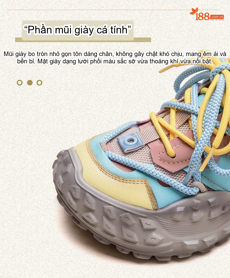 Giày Sneaker Nữ Đế Dày Tăng Chiều Cao Khoảng 5cm Phong Cách Thời Trang Màu Xanh Lá, Tím, Vàng, Xanh Dương chi tiết 4