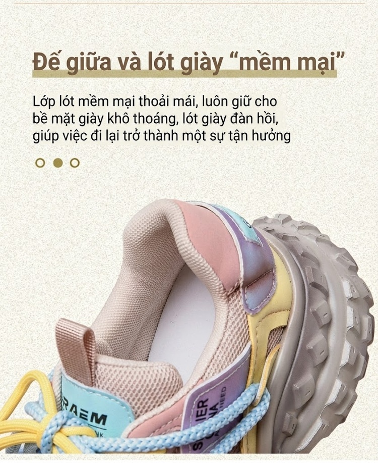 Giày Sneaker Nữ Đế Dày Tăng Chiều Cao Khoảng 5cm Phong Cách Thời Trang Màu Xanh Lá, Tím, Vàng, Xanh Dương chi tiết 6