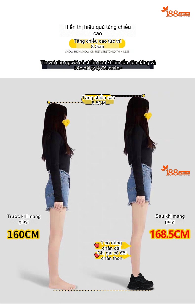 Giày Sneaker Nữ Đế Dày Tăng Chiều Cao Khoảng 6cm Đính Đá Lấp Lánh Màu Đen, Bạc chi tiết 5