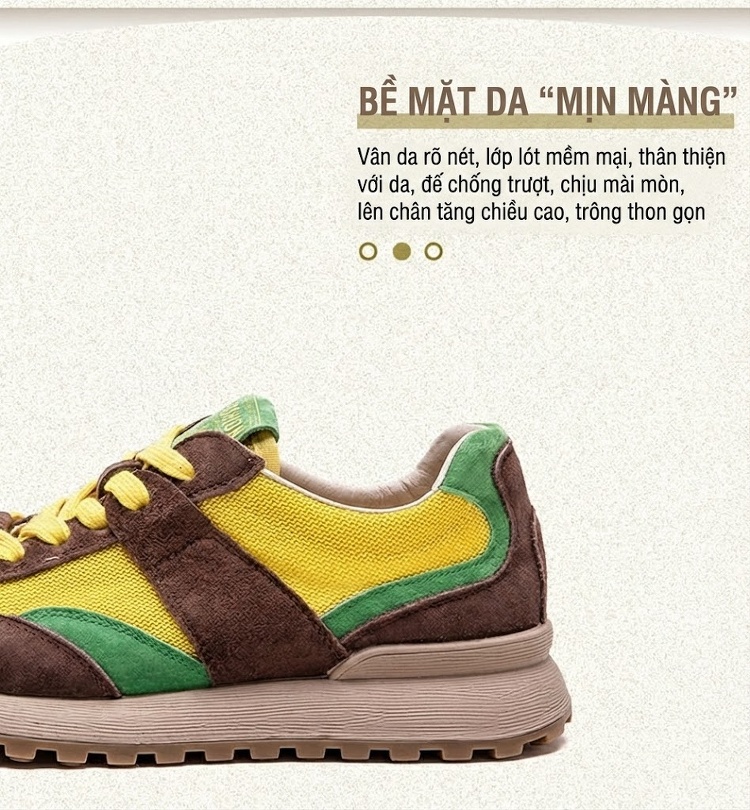 Giày Sneaker Nữ Lưới Thoáng Khí Đế Bằng Chiều Cao Đế Khoảng 3cm Màu Đỏ, Vàng, Tím, Xanh... chi tiết 3
