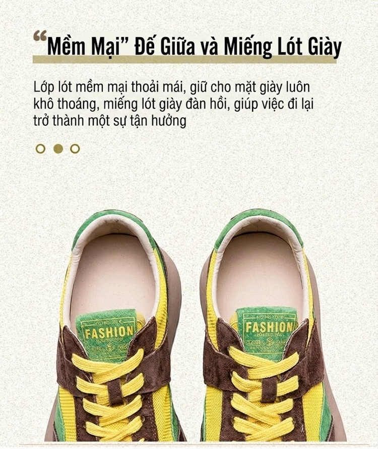 Giày Sneaker Nữ Lưới Thoáng Khí Đế Bằng Chiều Cao Đế Khoảng 3cm Màu Đỏ, Vàng, Tím, Xanh... chi tiết 6