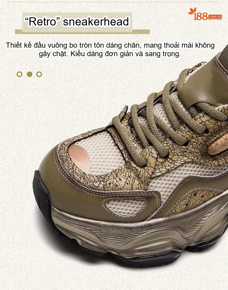 Giày Sneaker Nữ Lưới Thoáng Khí Đế Dày Chiều Cao Đế Khoảng 5cm Màu Xám, Vàng chi tiết 4