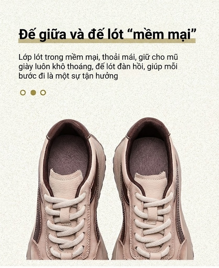 Giày Sneaker Nữ Phối Màu Đế Bằng Buộc Dây Chiều Cao Đế Khoảng 4cm Màu Be, Đỏ Rượu chi tiết 5