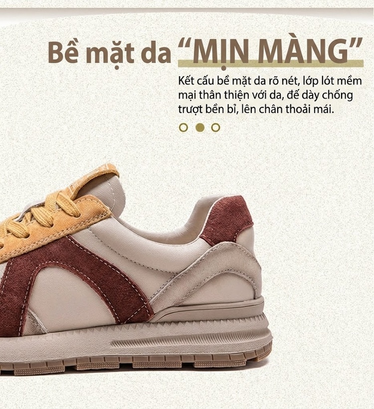 Giày Sneaker Nữ Phối Màu Đế Dày Chiều Cao Đế Khoảng 3.5cm Màu Kem, Nâu, Vàng, Đỏ... chi tiết 3