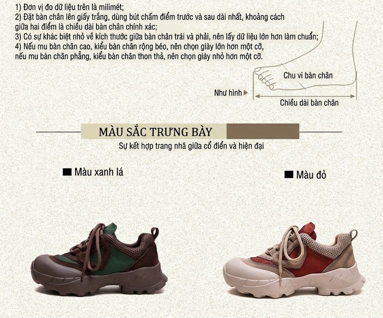 Giày Sneaker Nữ Vải Canvas Đế Dày Chiều Cao Đế Khoảng 5cm Màu Nâu, Xanh Lá, Đỏ, Kem chi tiết 2