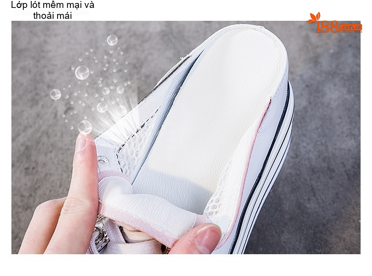 Giày Sục Nữ Đế Xuồng Dây Buộc Chiều Cao Đế 10cm Da Bóng Màu Trắng, Đỏ, Bạc, Đen... chi tiết 7