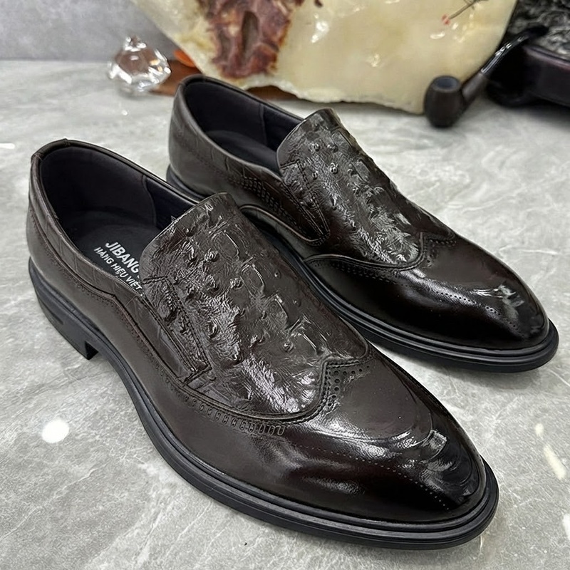 Giày Tây Brogue Nam Da Bóng Chiều Cao Đế Khoảng 3cm Màu Đen, Nâu chi tiết 9