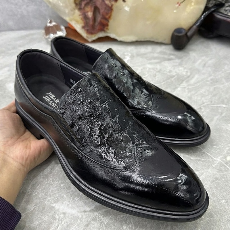 Giày Tây Brogue Nam Da Bóng Chiều Cao Đế Khoảng 3cm Màu Đen, Nâu chi tiết 11
