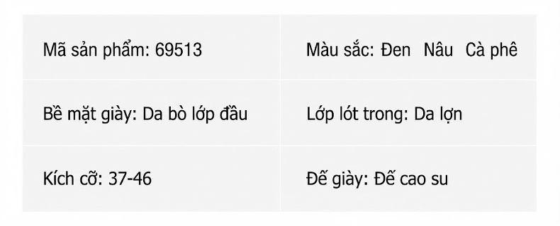 Giày Tây Brogue Nam Da Thật Chiều Cao Đế Khoảng 3.5cm Màu Đen, Nâu chi tiết 2