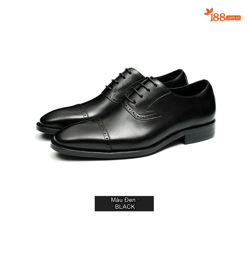 Giày Tây Brogue Nam Da Thật Chiều Cao Đế Khoảng 3cm Màu Đen, Nâu chi tiết 15