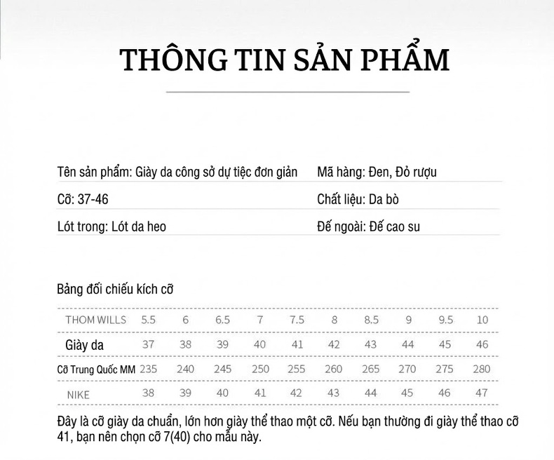 Giày Tây Buộc Dây Nam Da Bò Brogue Chiều Cao Đế Khoảng 3cm Màu Đen, Nâu Đỏ chi tiết 2